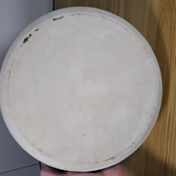 Signed Lee Segal Art Pottery Bowl Plate Display Tray 9" Blue Speckled Drip - Picture 9 of 9